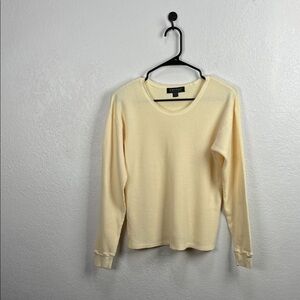 Karen Kane Life Style Petite Ivory Knit thermal top One Size Long Sleeve USA